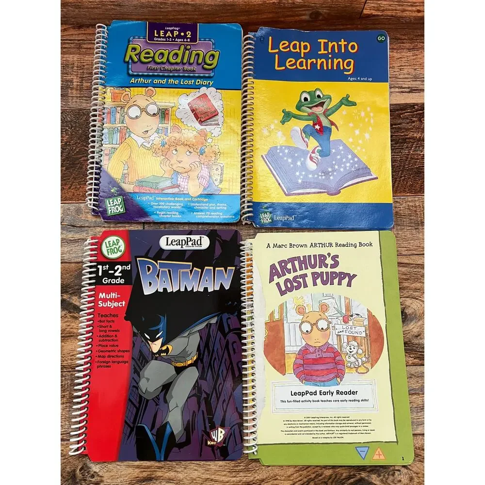 Leapfrog Leap Pad 4 Books and 3 Cartridges Toy Story Batman Reading Learning